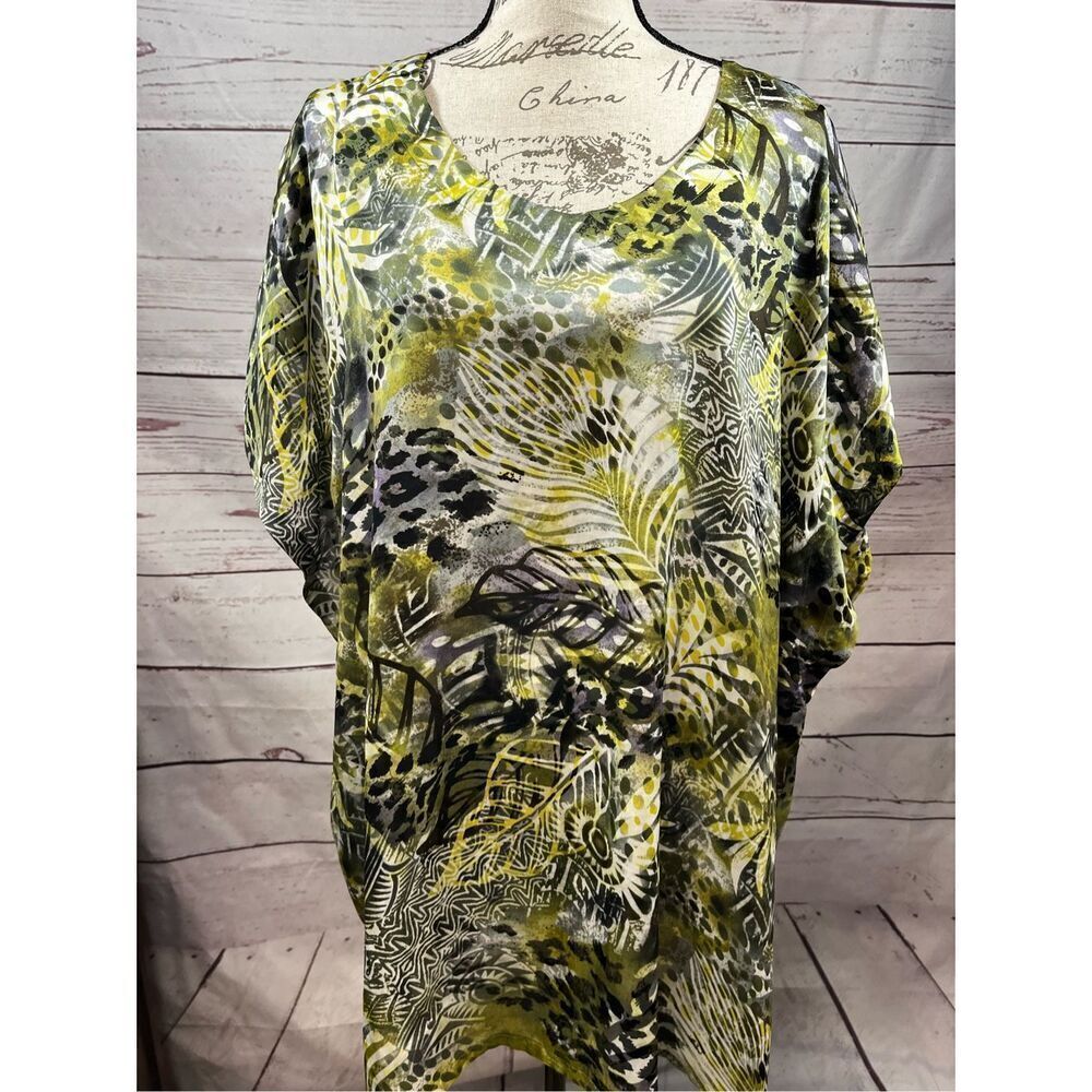 Simonton Says 2X yellow/Black/white short sleeve blouse - 2441‎